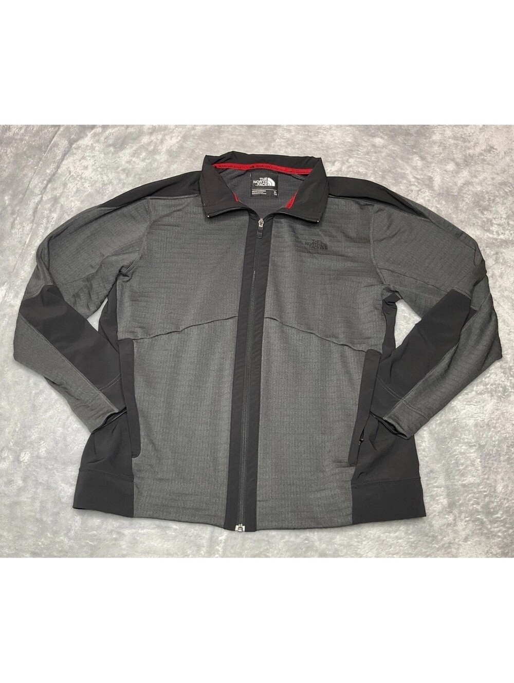 The North Face Soft Shell Waffle Grid Jacket Mens XL Full Zip Gray Black